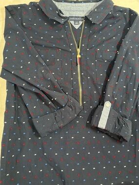 Tommy Hilfiger Navy Shirt Jacket with Red, Blue, White Micro Dots